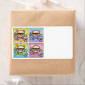 Pop Art HAMBURGER AVERS ÉTIQUETTE (En situation)