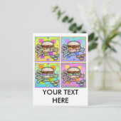 Pop Art HAMBURGER BRIEFKAART (Staand voorkant)