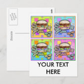 Pop Art HAMBURGER BRIEFKAART (Voorkant / Achterkant)