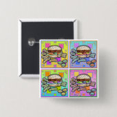 Pop Art HAMBURGER BUTTON (Voorkant /achterkant)