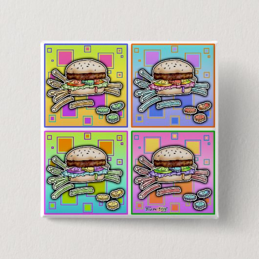 Pop Art HAMBURGER BUTTON (Voorkant)