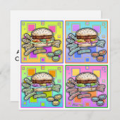 Pop Art HAMBURGER INVITATIE Kaart (Voorkant / Achterkant)