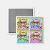 Pop Art HAMBURGER (Sq) MAGNET (Recto/Verso)
