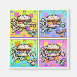 Pop Art HAMBURGER (Sq) MAGNET Magneet