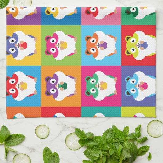 Pop Art Hamsters Serviette de cuisine (Plié)