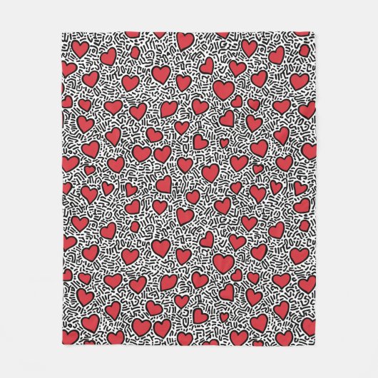 Pop Art Hart Patroon Fleece Deken (Voorkant)