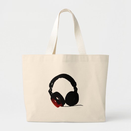 Pop Art Headphone Grote Tote Bag (Voorkant)