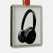 Pop Art Headphone Metalen Ornament (Rechts)