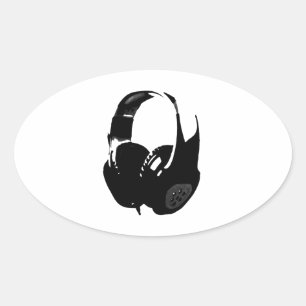 Pop Art Headphone Ovale Sticker