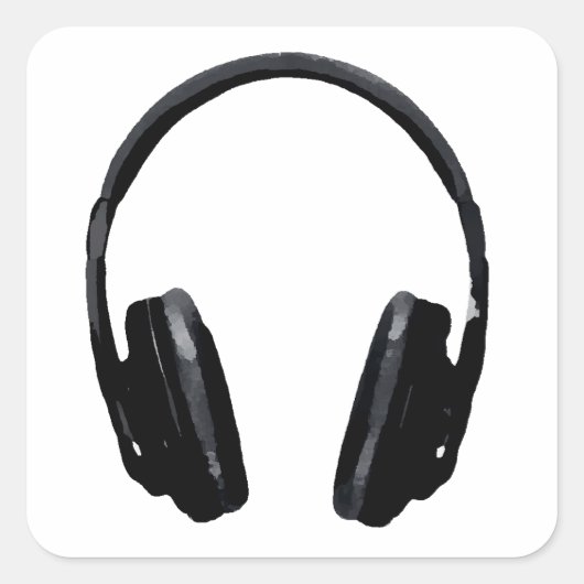 Pop Art Headphone Vierkante Sticker (Voorkant)