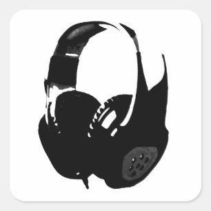 Pop Art Headphone Vierkante Sticker