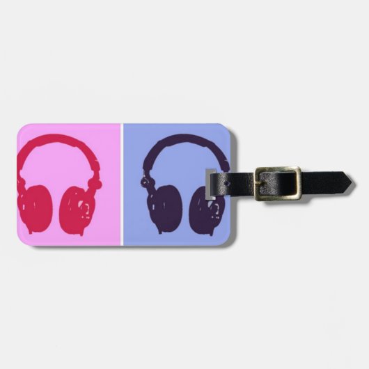 Pop Art Headphones Bagagelabel (Voorkant horizontaal)