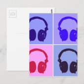 Pop Art Headphones Briefkaart (Voorkant / Achterkant)