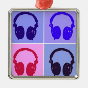 Pop Art Headphones Metalen Ornament