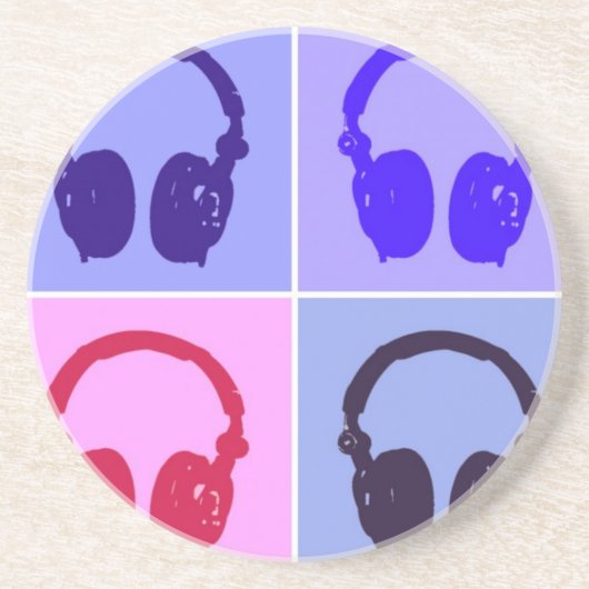 Pop Art Headphones Zandsteen Onderzetter (Voorkant)