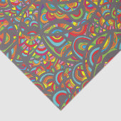 Pop Art Hippy Colorful Doodle Patroon Tissuepapier (Detail)