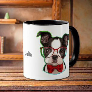 Pop Art Hipster Boston Terrier Dog Mok