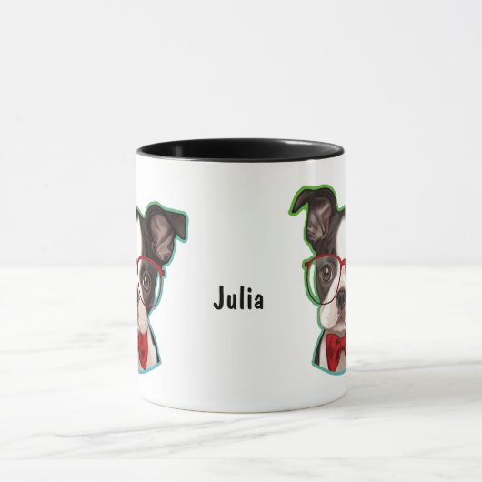 Pop Art Hipster Boston Terrier Dog Mok (Midden)