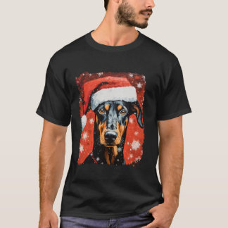 Pop Art Hond Dobermann Kerstmis T-shirt