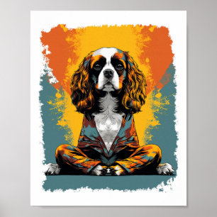 Pop Art Hond Yoga Meditatie Cavalier King Charles Poster