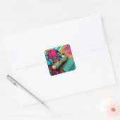 POP ART IGUANA 2 VIERKANTE STICKER (Envelop)