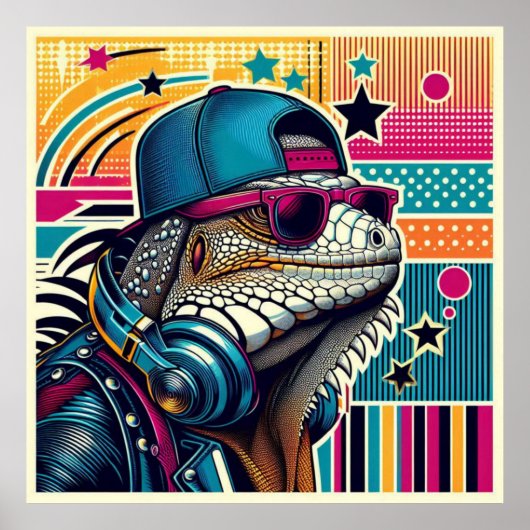 POP ART IGUANA 4 POSTER (Voorkant)