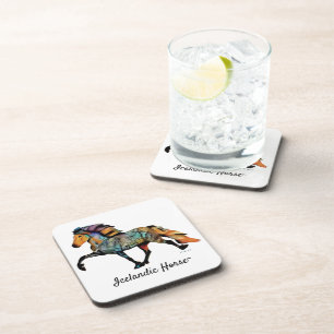 Pop Art IJslands Paard Bier Onderzetter