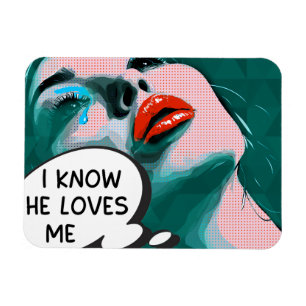 Pop Art Ik Weet Dat Hij Van Me Houdt Mixed Media Magneet