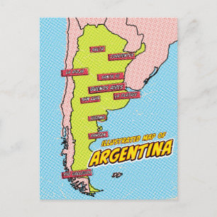 Pop Art Illustrated Argentinië Briefkaart