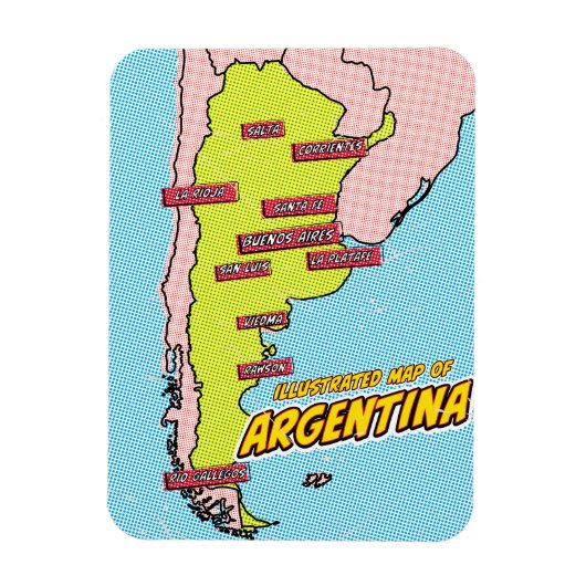 Pop Art Illustrated Argentinië Magneet (Verticaal)