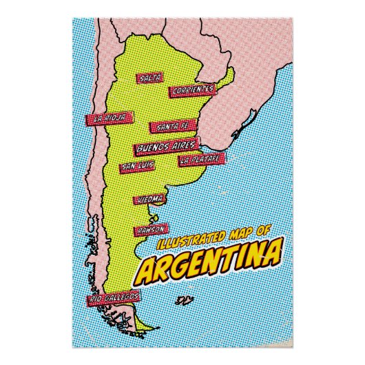 Pop Art Illustrated Argentinië Perfect Poster (Voorkant)