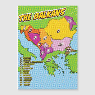 Pop Art Illustrated Balkan kaart