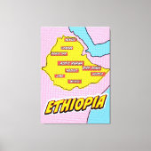 Pop Art Illustrated Ethiopia kaart Canvas Afdruk (Voorkant)