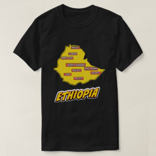 Pop Art Illustrated Ethiopia kaart T-shirt