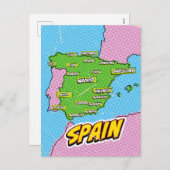 Pop Art Illustrated Spanje kaart (Voorkant / Achterkant)