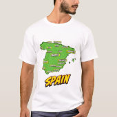 Pop Art Illustrated Spanje kaart T-shirt (Voorkant)