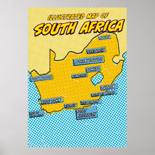 Pop Art Illustrated Zuid-Afrika Poster