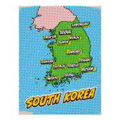 Pop Art Illustrated Zuid-Korea kaart Perfect Poster (Voorkant)
