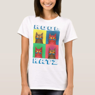 Pop Art Illustratie van Coole Katten met Zonnebril T-shirt