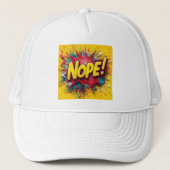 Pop Art Illustration with Bold Yellow 'NOPE Trucker Pet (Voorkant)