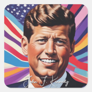 Pop Art Jack JFK John F. Kennedy Vierkante Sticker