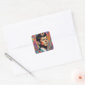 Pop Art Jack JFK John F. Kennedy Vierkante Sticker (Envelop)