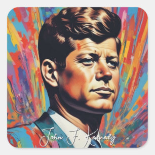 Pop Art Jack JFK John F. Kennedy Vierkante Sticker