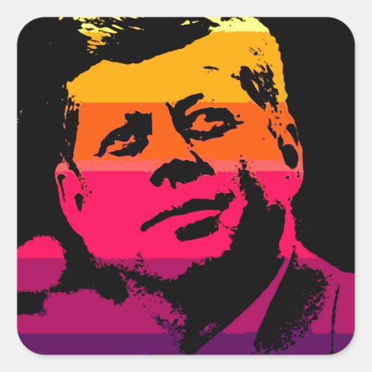 Pop Art Jack JFK John F. Kennedy Vierkante Sticker (Voorkant)