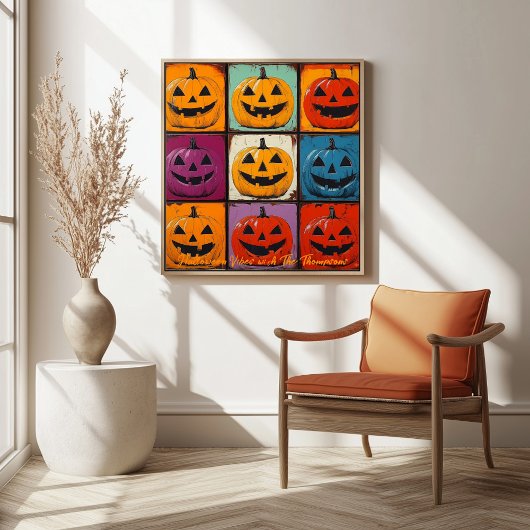 Pop Art Jack-o'-Lantern Grid Halloween Wall Art Poster