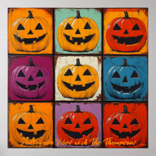 Pop Art Jack-o'-Lantern Rooster Halloween Wanddeco Poster