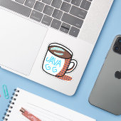 Pop Art Java Mok Sticker (Laptop met iPhone)