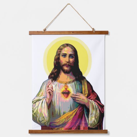 Pop Art Jesus Christus Hangend Wandkleed (Voorkant)