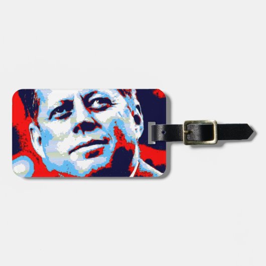 Pop Art JFK John F. Kennedy Red Blue Bagagelabel (Voorkant horizontaal)
