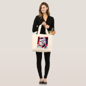 Pop Art JFK John F. Kennedy Red Blue Grote Tote Bag (Voorkant (model))